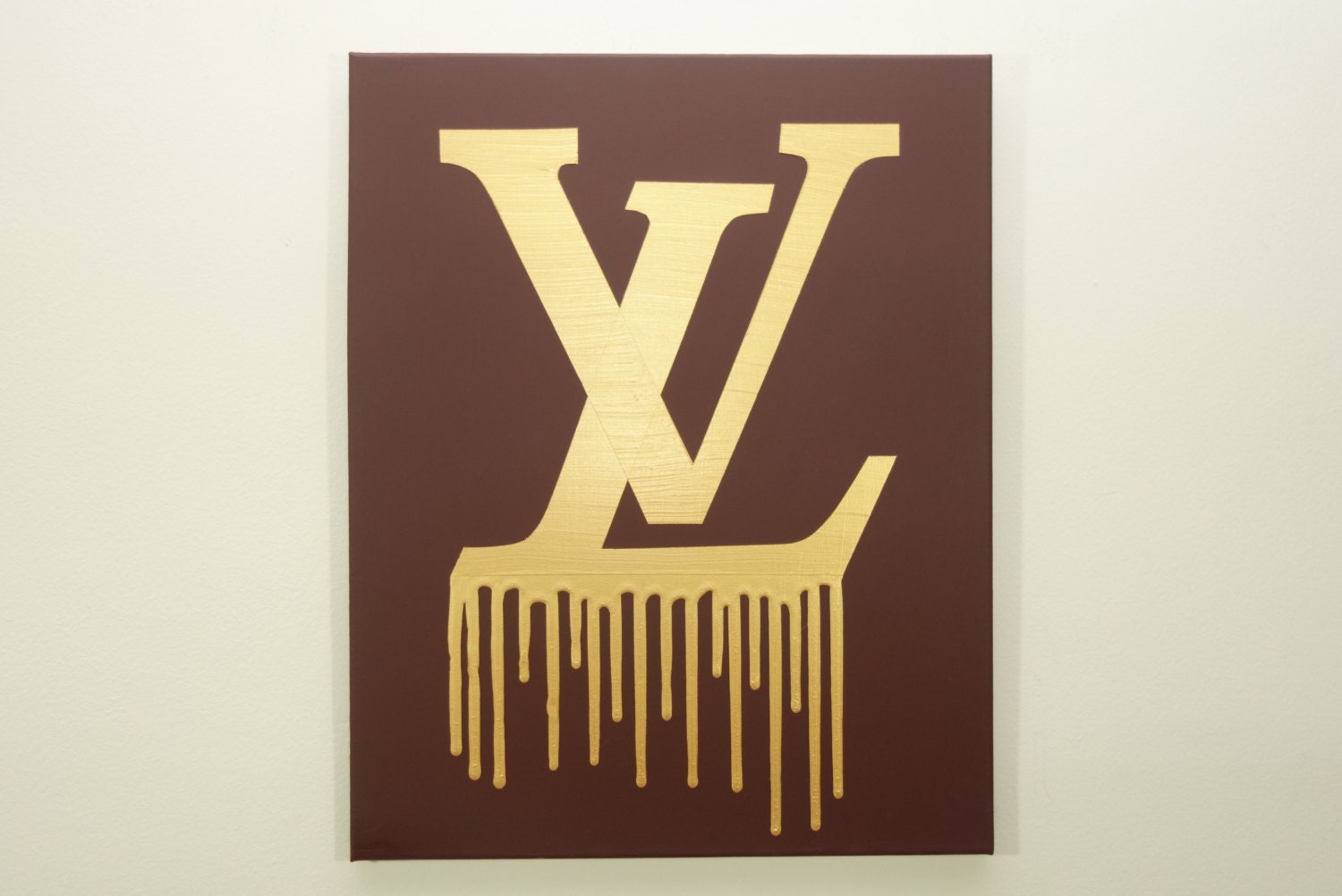 Louis Vuitton Drip Painting 16x20 LV Inspired Brown and