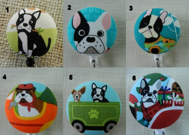 Boston Terrier Dog Retractable ID Name badge Holder Reels