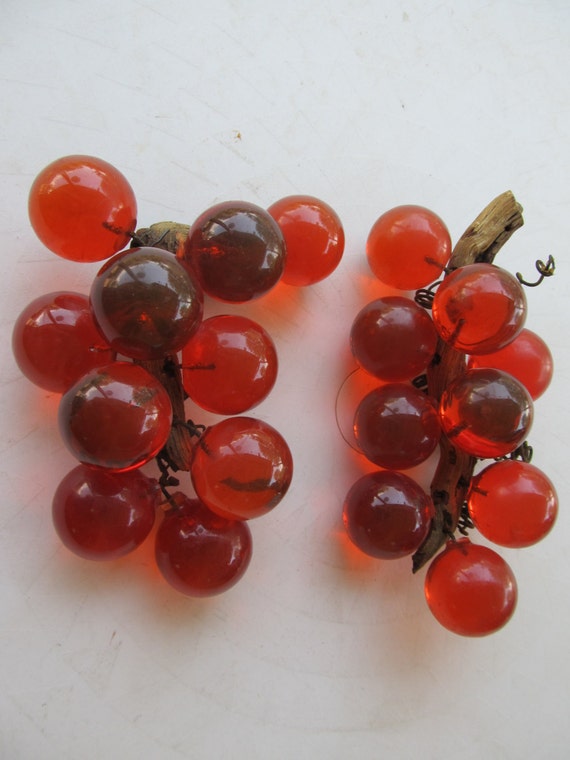 Vintage Orange Red Resin Grapes 2 Available