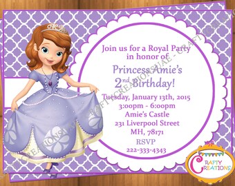 Sofia the First Invitation - Princess Sofia Birthday Party Invite - Sofia Birthday Invitation - Sofia the First Invite -CraftyCreationsUAE