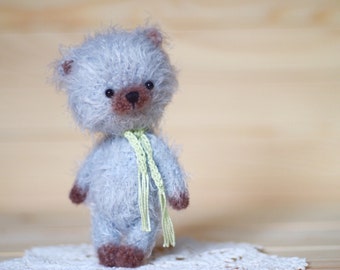 ooak 4 inches miniature Teddy bear Blythe friend, artist teddy bears, crochet teddy bear, ooak bear, crochet bear, gift for her, ooak bear