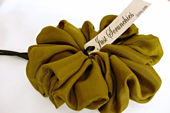 scrunchies silk hair for Silk Scrunchies by Just Scrunchie Hair Handmade Charteuse in Green