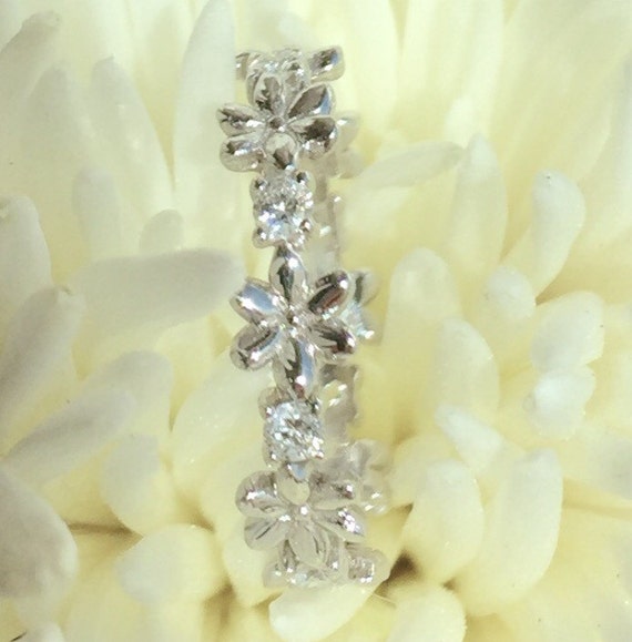 Diamond Wedding Band Flower Eternity Band Daisy by BridalRings