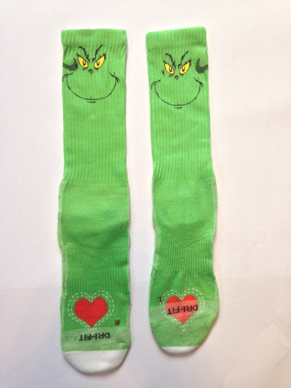Grinch Christmas Nike Crew Socks by JaysApparel on Etsy