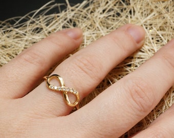 Diamond Engagement Ring- Diamond Infinity Ring - 14k gold diamonds 0.087 carat - Natural Diamond Ring - Yellow Gold Ring