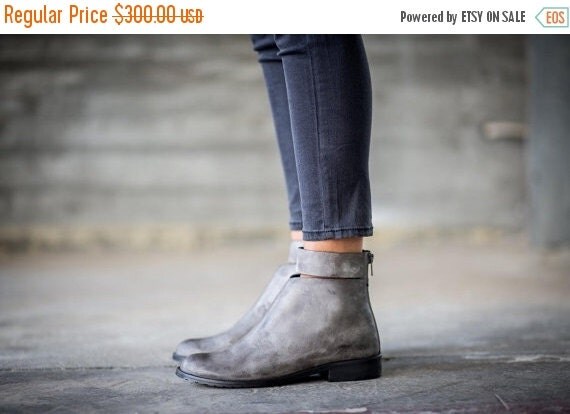 womens boots grey leather