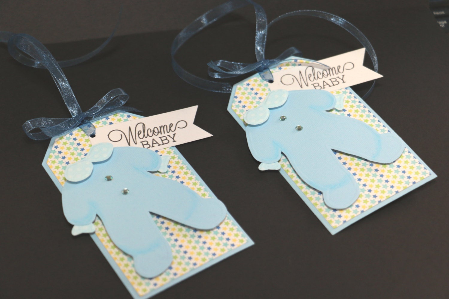 Welcome Baby Gift Tags Baby Boy Set of 2 by PaperKayper on Etsy