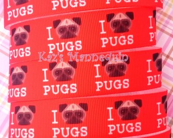 Red Grosgrain Ribbon for Pug Lovers! (S46)