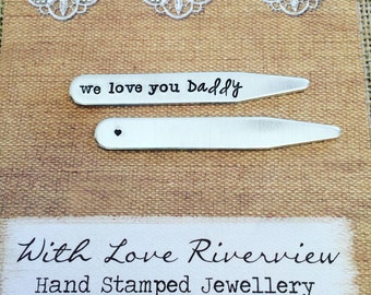 Personalized hand stamped collar stays