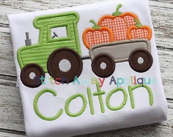 Fall Pumpkin Tractor Autumn Machine Applique Design