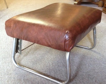 Vintage Brown Vinyl Adjustable Footstool