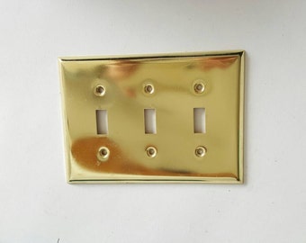 Brass 3 Toggle Triple Switchplate Cover