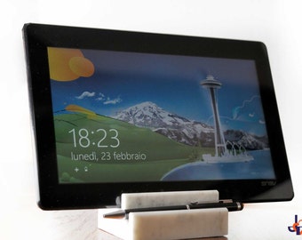 Bernini iPad Docking Station, Tablet desk stand of veritable white Carrara marble, a must !