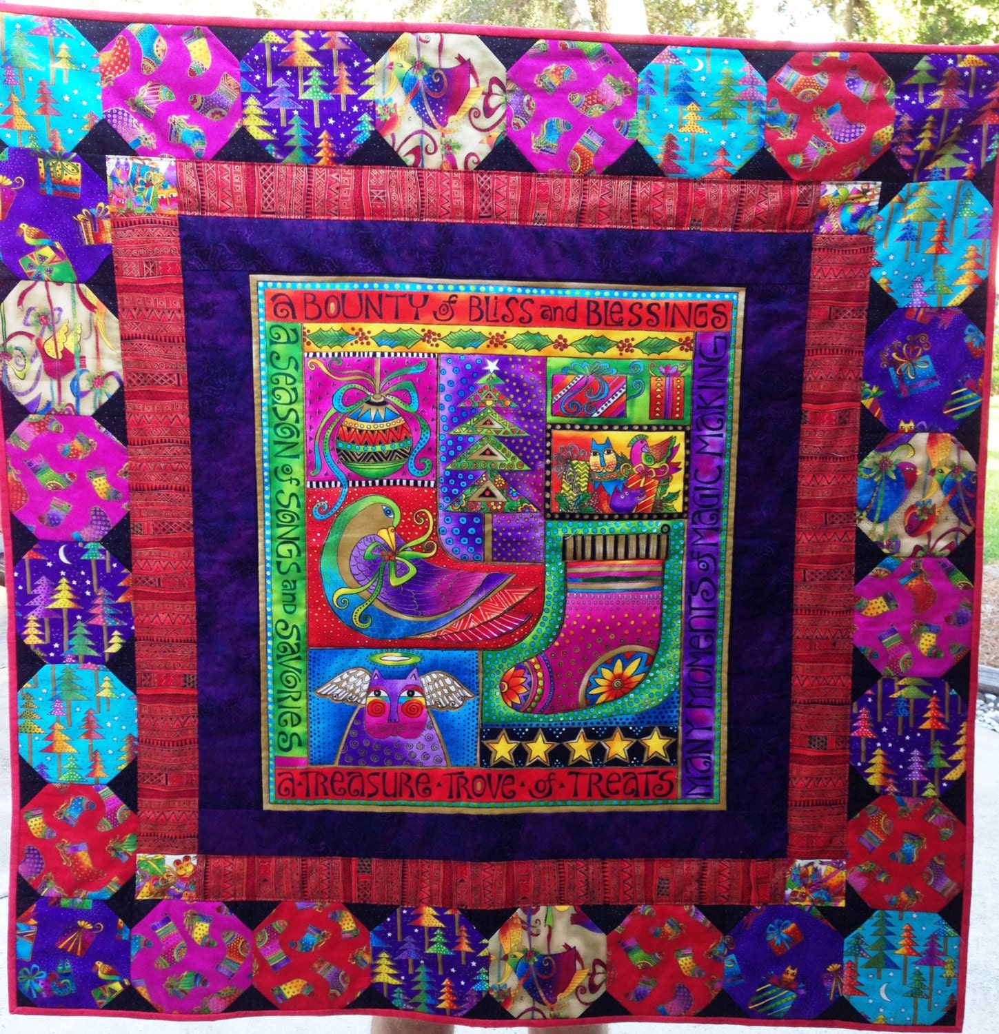 Laurel Burch Bounty Of Bliss And Blessings Christmas Quilt Or