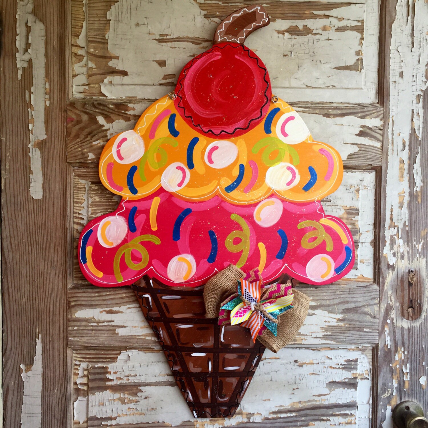 Summer Door Hanger Ice Cream Cone Door Hanger Summer Decor