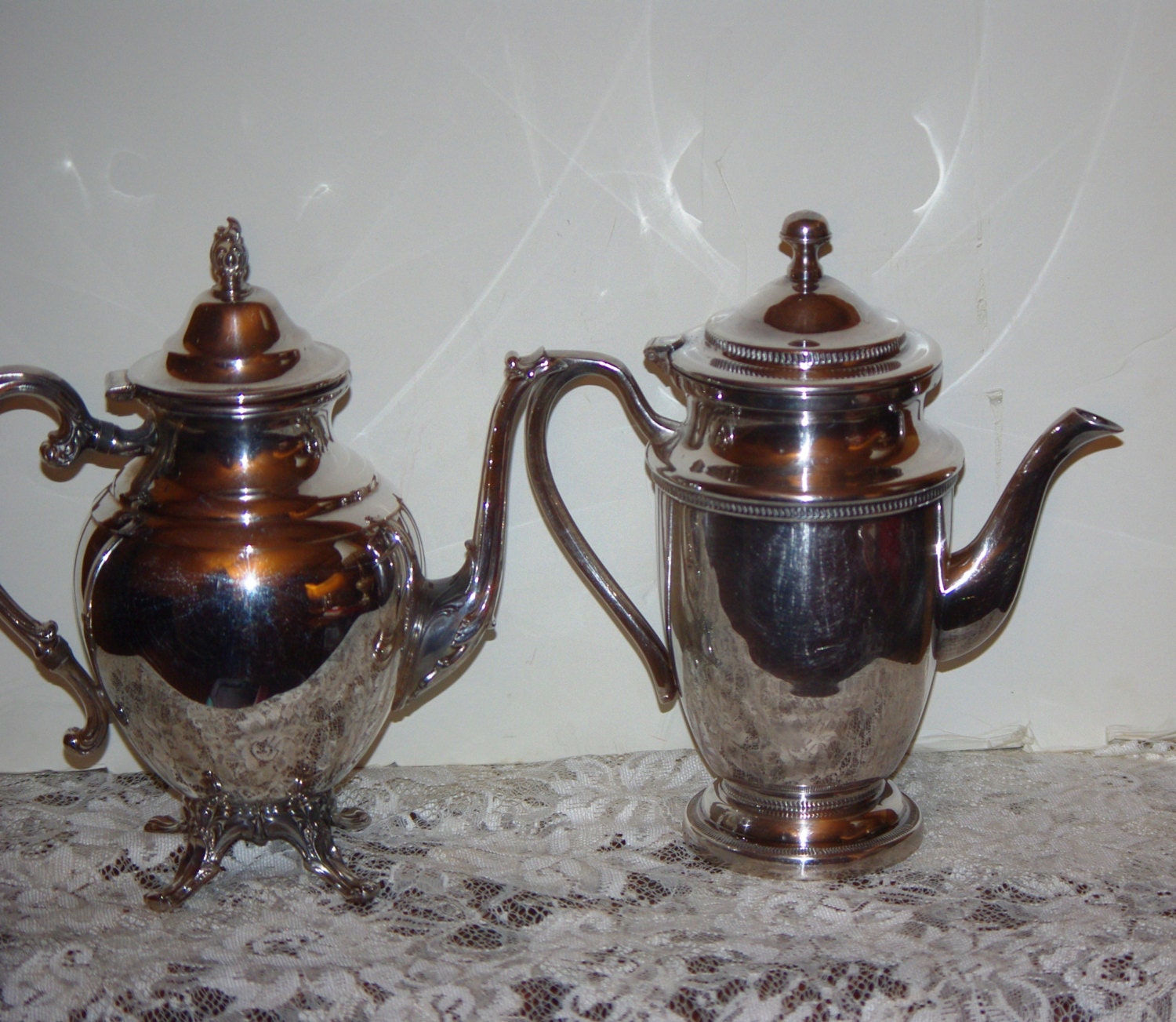 RESERVED Pair of 1980s Vintage Silver Plated Teapots Haute Juice