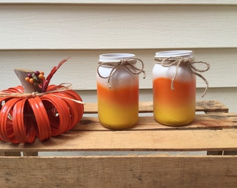 Candy corn mason jar, mason jar decor, fall decor, Halloween decorations, Fall decorations, Halloween decor, autumn decor, fall centerpieces
