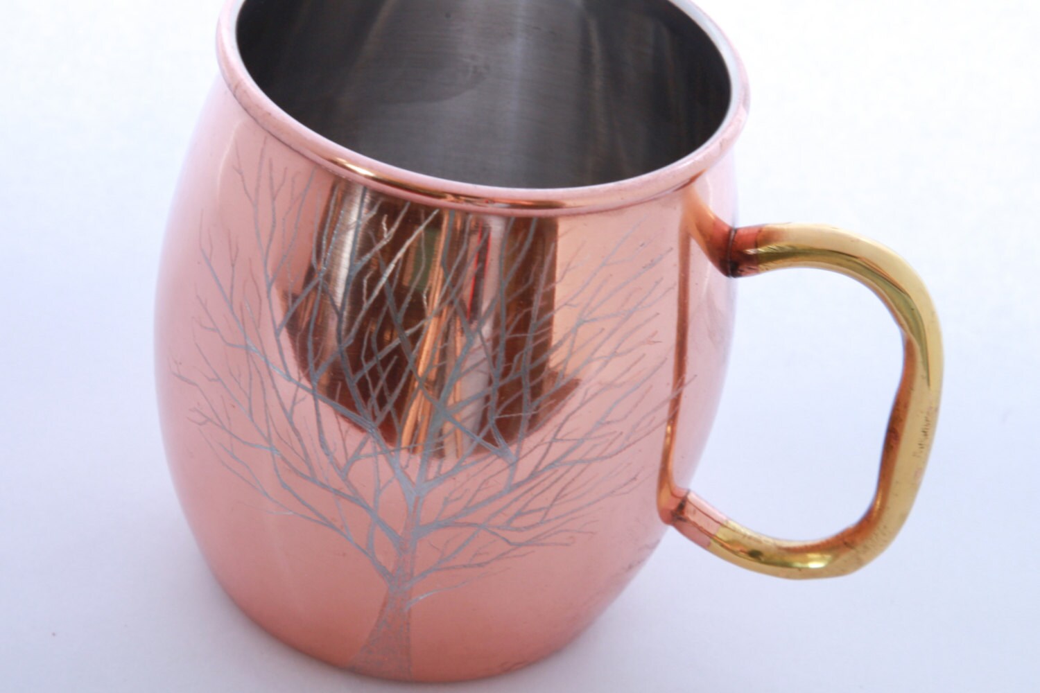 Etched Tree Moscow Mule Mug / Copper Gift / 7 Year Anniversary