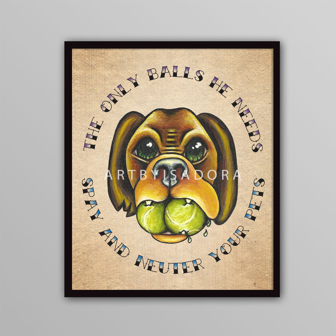 Dog Tattoo Style Art Spay and Neuter Tattoo Print Edgy and