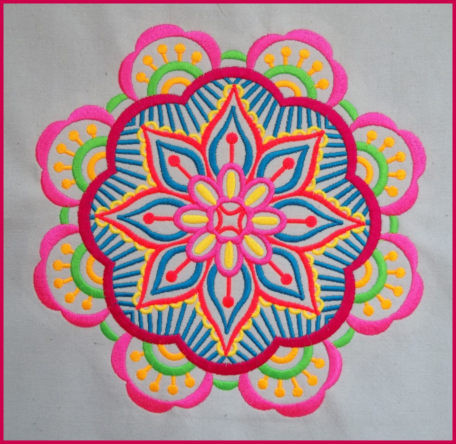 Machine embroidered mandala medallion quilt block by cushionrock Machine embroidered mandala medallion quilt block by cushionrock