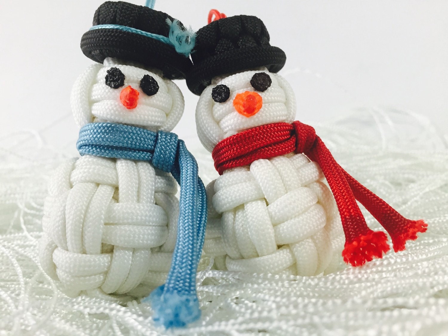 Handmade Paracord Snowmen Christmas Ornament by SurfCityParacord