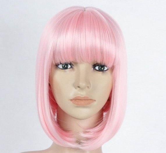 Pale salmon pink bob wig short wig by Wigglywigs on Etsy