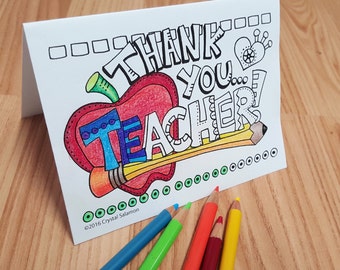 DOWNLOAD - Teacher Thank You Card - Colouring Card