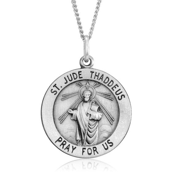 Sterling Silver Saint Jude Pendant St. Jude by IceGoldJewellery