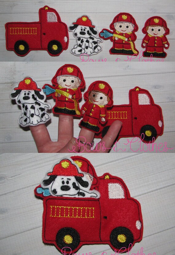 Fireman Firefighter Finger Puppet Set by CraftyHouseMouse on Etsy