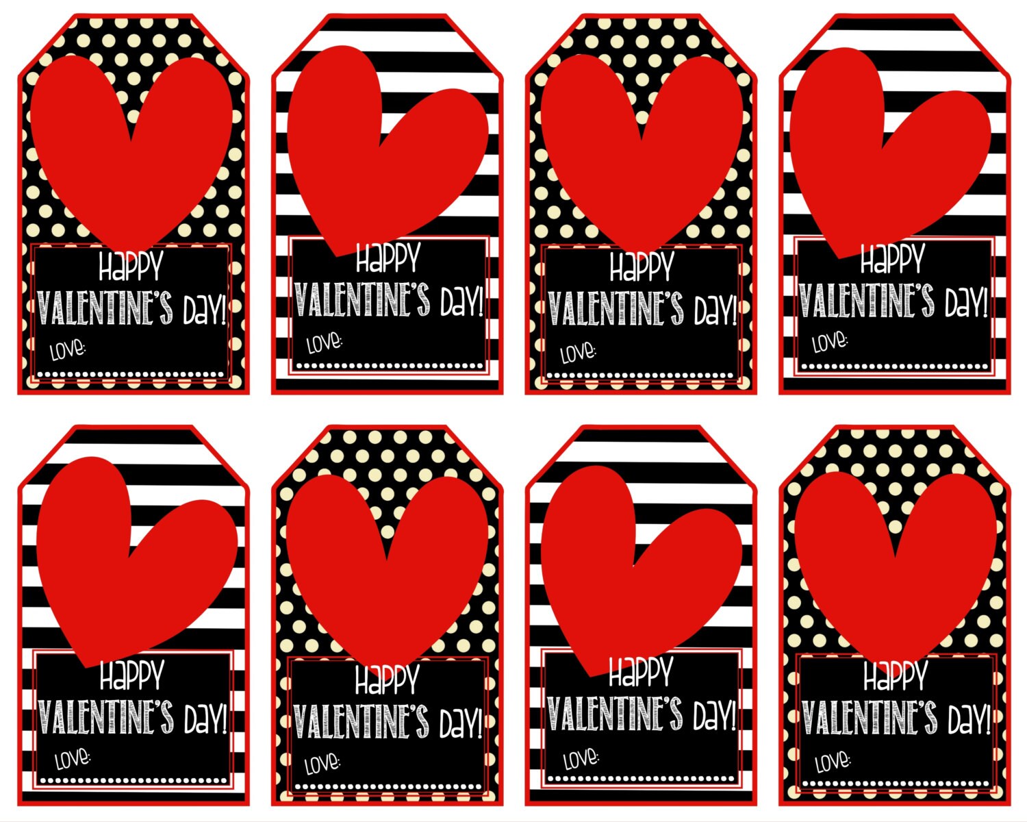 Happy Valentine s Day Tags Printable Gift Tags Instant