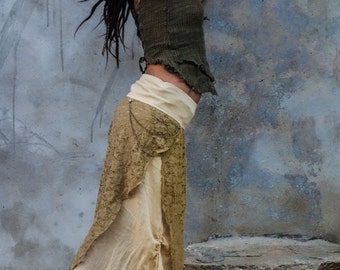 Fairy spirit long skirt, natural bohemian festival skirt, ajustable