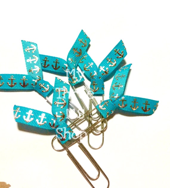 Anchor Planner Bookmarks turquoise silver anchor by