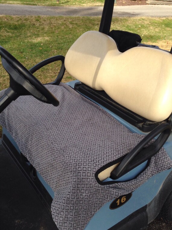 Gray and Black Diamond Terry Cloth Golf Cart Seat Cover