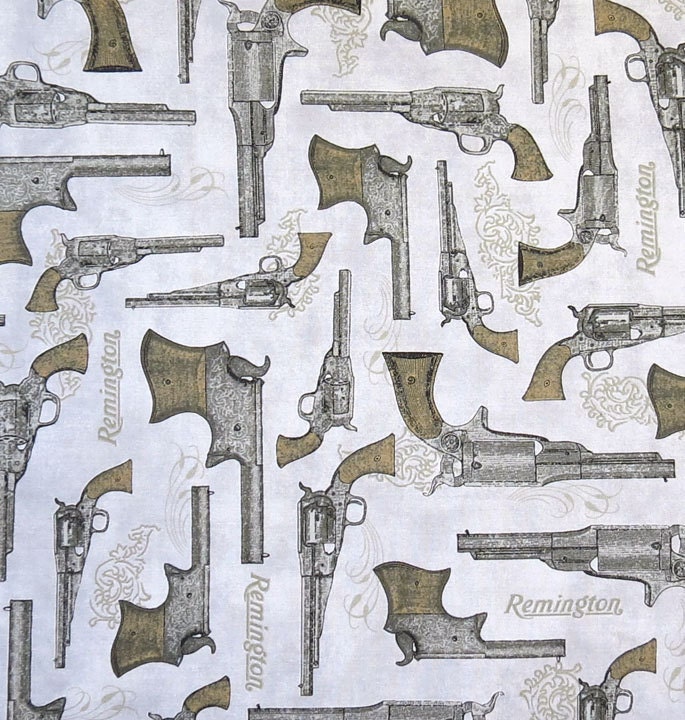 Gray Guns Set Classic Remington ByTheYard Cotton Fabric