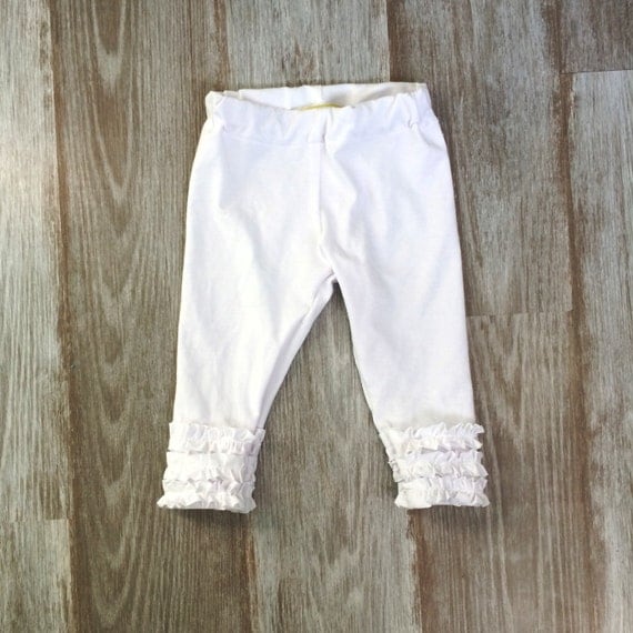 Girls White Leggings White Ruffle Leggings by YourLittleLoves