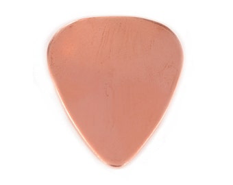 Ten Copper Guitar Pick Blanks, 18 Gauge Stamping Blanks, Tumbled for Hand Stamping