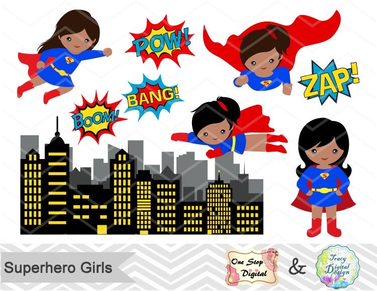 Clip Art Supergirl Clipart supergirl clipart etsy superhero girls digital clip art cute pop text bubbles africa american girl 0208