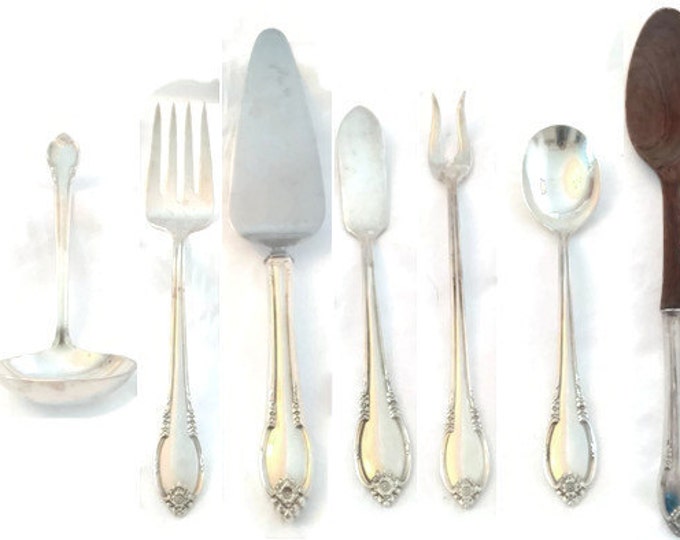 Antique Hostess Set, 1847 Rogers Bros Remembrance Silverplate Flatware, Mid Century, Vintage Home Decor, Antique Rustic Prairie Wedding