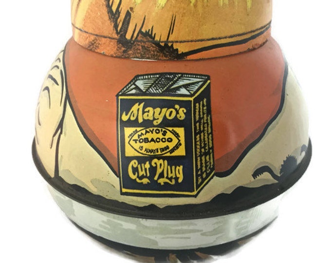 Vintage Bristol Ware Cowboy 1979 Tobacco Tin Replica Roly Poly - Vintage Home Decor