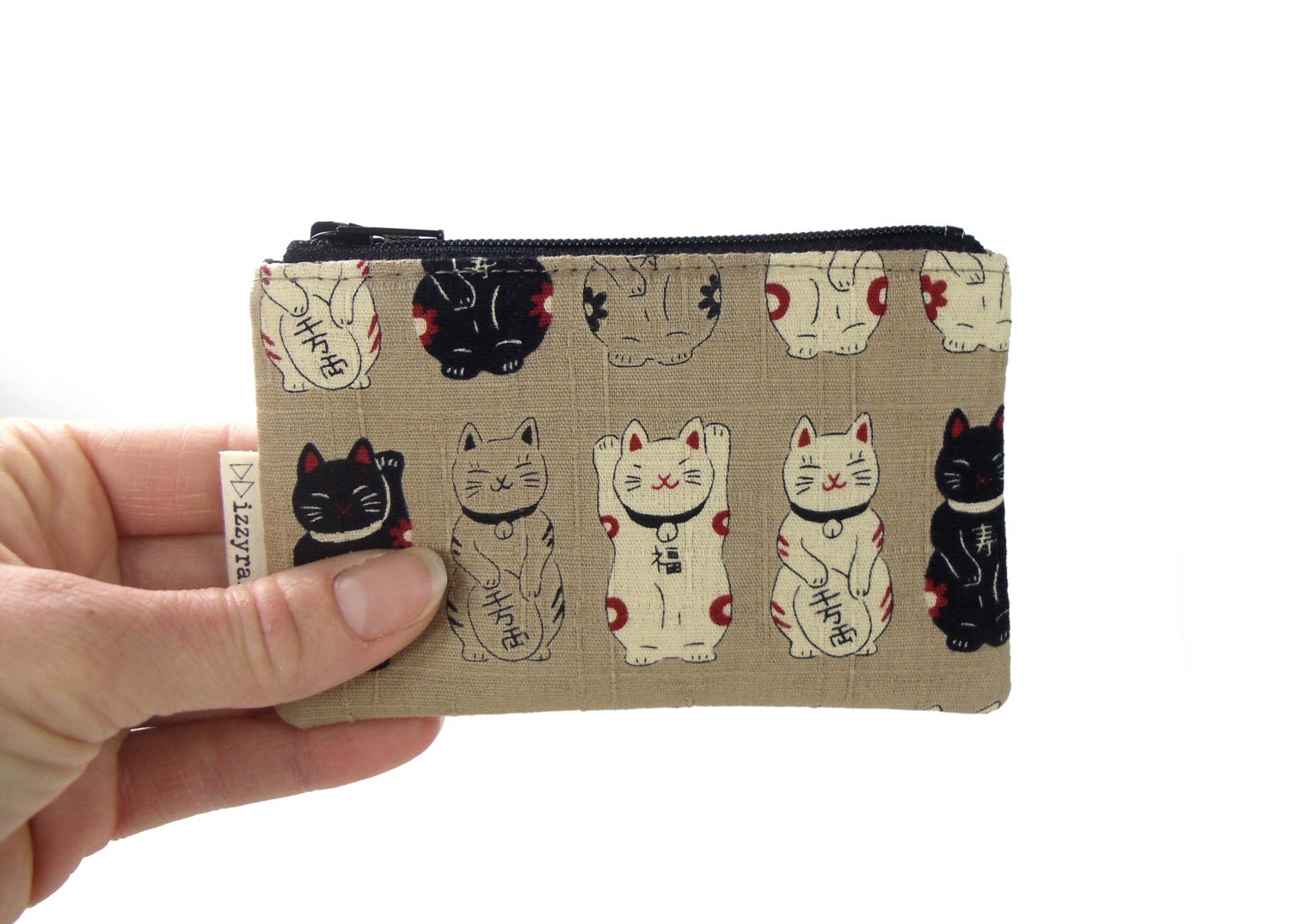 Coin Purse Lucky Cat / Money Cat Maneki Neko Zipper Coin