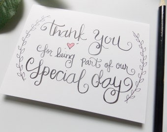 Thank You for Being Part of Our Special Day Card - Card for Wedding Party - Card for Usher - Card for Officiant - Wedding Thank You Card