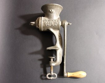Cast Iron Antique Meat Grinder Bolinder's - Mechanical Grinder - Sweden 1900 - Classic Rustic Kitchen Tool - Industrial Design Collectible
