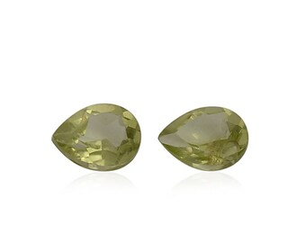 Hebei Peridot Loose Gemstones Set of 2 Pear Cut 1A Quality 4x3mm TGW 0.25 cts.