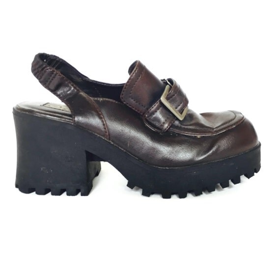 90s Platforms Slingbacks Loafer Mules with Treaded Lug Sole