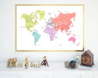 Highly detailed map. Printable large world map by blursbyaiShop