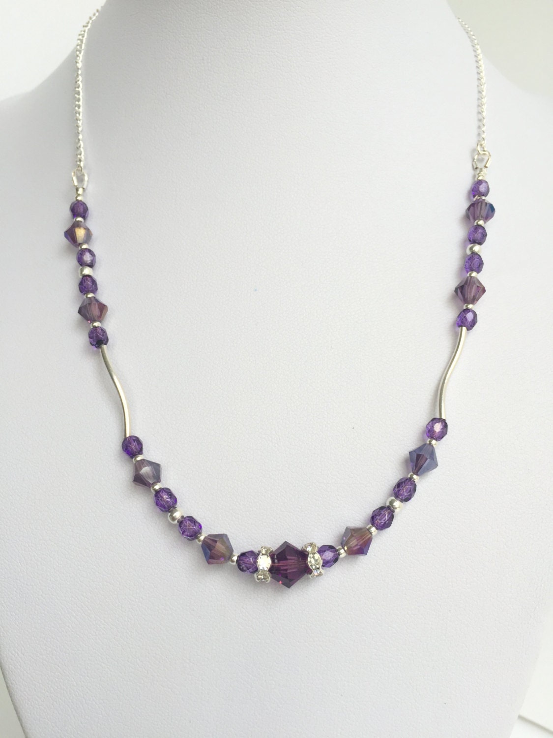 Purple Swarovski sterling silver necklace by Luzjewelrydesign