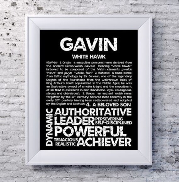 GAVIN Personalized Name Print / Typography Print / Detailed