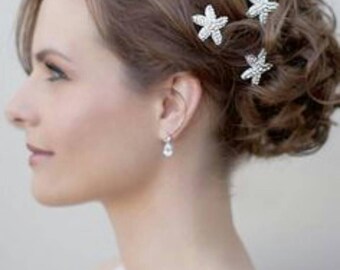 Rhinestone starfish hair pins,mermaid starfish hair clip,beach bride rhinestone starfish hair clips pins,beach wedding hair clip pins