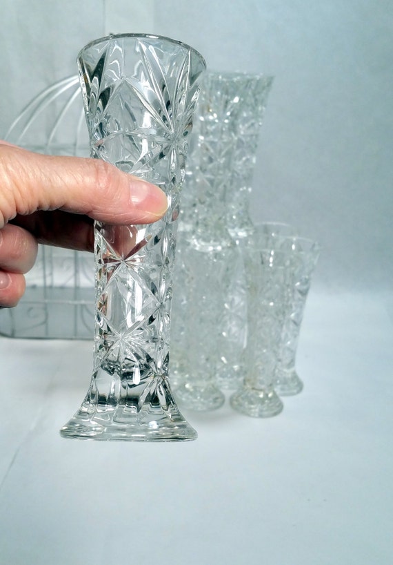 Bud Vases Wedding Decor 12 Cut Glass Bud Vase Set Clear Glass