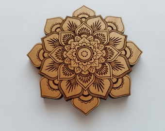 Laser Cut Alder Wood Mandala Lotus Flower Home Decor ( Wall Decor, Accent Piece, House Warming Gift)